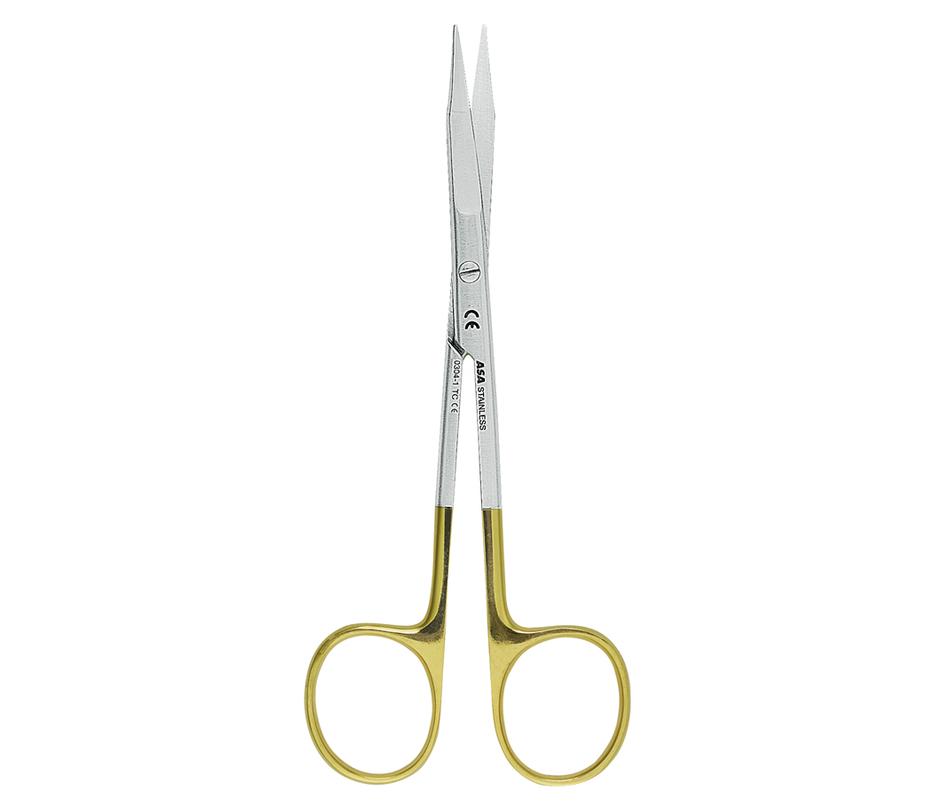 Asa Dental 0304-1TC - ножницы прямые узкие (золотая серия), 13 см