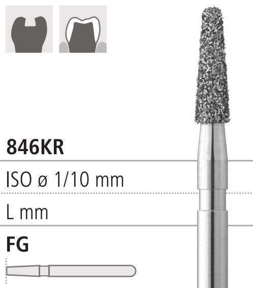 Боры стоматологические алмазные FG 846KR/014, син., 6шт. ISO код 314545524014, арт: FG8425/6