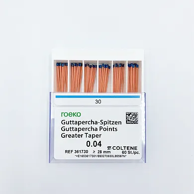 Штифты гуттаперчевые, Coltene, Greater Taper 0.4 #30, 60 шт