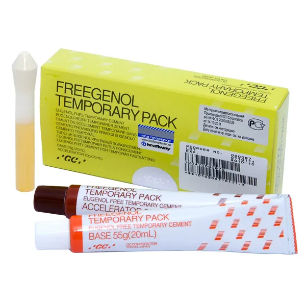 Цемент для временной фиксации, GC, Фригенол (Freegenol Temporary Pack), 55 г + 20 г + 2.5 мл