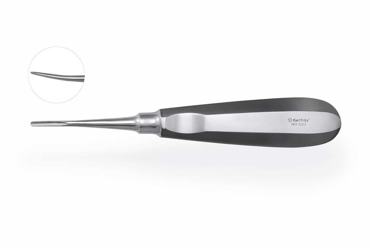 Элеватор Lindo-Levien с микрозубцами Microsaw изогнутый, 2.5 мм