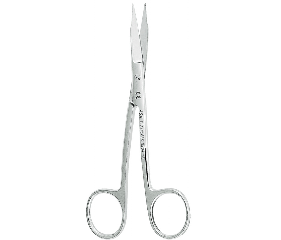 Asa Dental 0304-3 - ножницы для десны изогнутые, зубчики на одном лезвии, 13 см