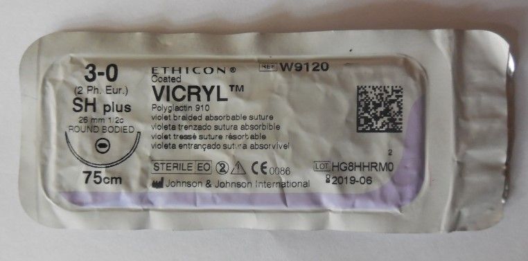 Нить хирургическая Ethicon Vicryl 3/0 75 см Колющая 26 мм