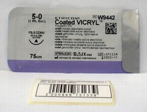 Нить хирургическая Ethicon Vicryl 5/0 75 см Обратно-режущая 19 мм