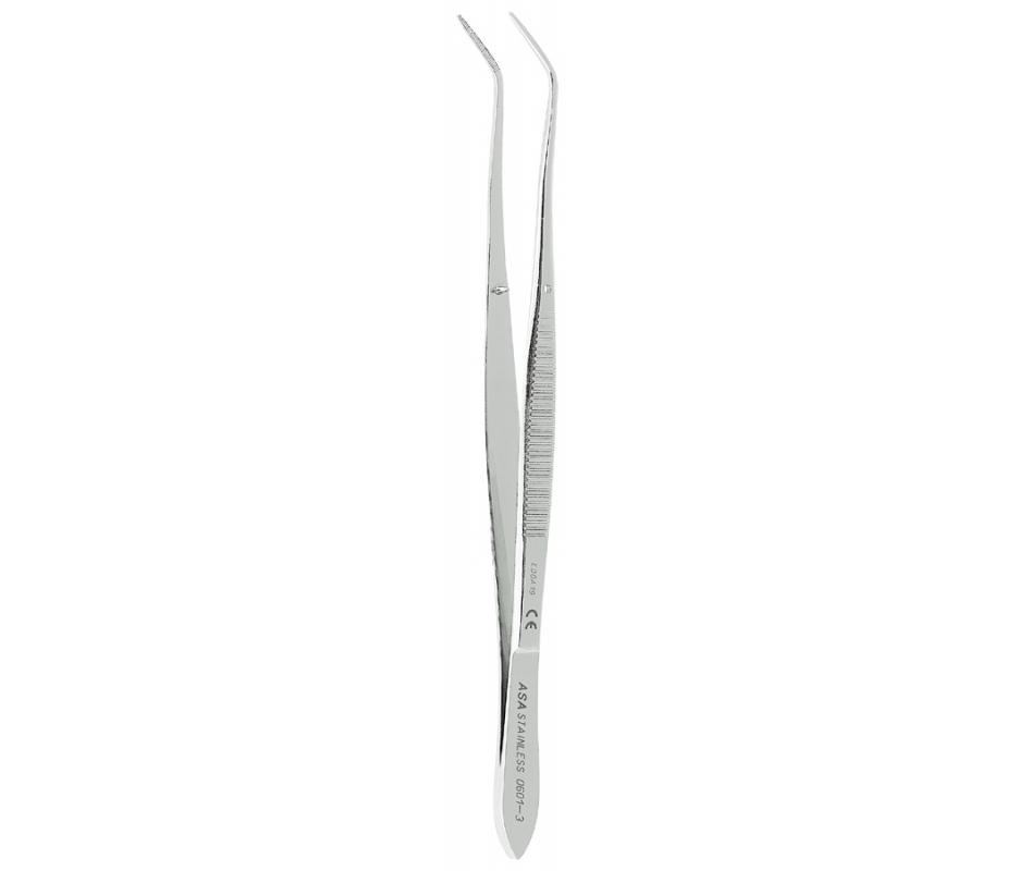 Asa Dental 0601-3 - пинцет анатомический изогнутый N3, 16 см