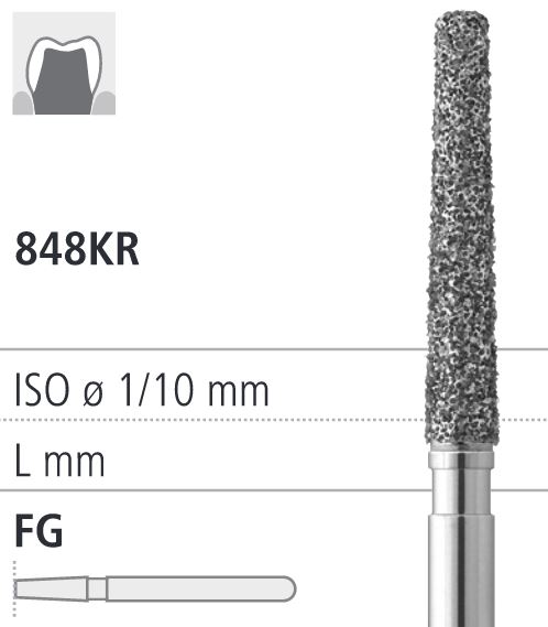 Боры стоматологические алмазные FG 848KR/018, зел., 6шт. ISO код 314553534018, арт: FG423R/6 C