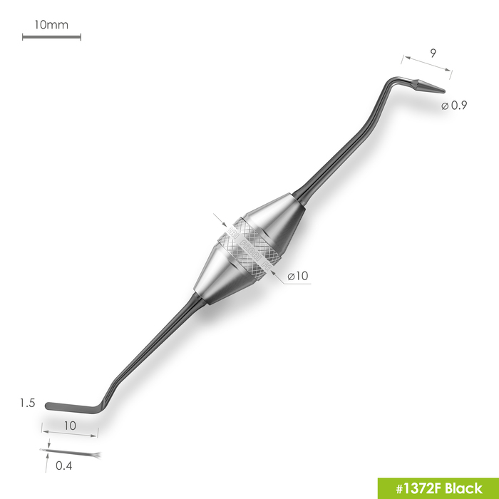 1372F Black Узкая гладилка с  конусовидным штопфером Ø0.9mm. Эргономичная ручка Ø10mm. Покрытие Black