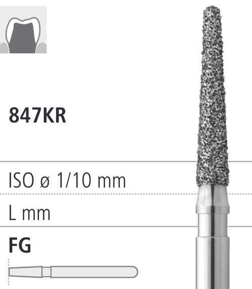 Боры стоматологические алмазные FG 847KR/016, син., 6шт. ISO код 314546524016, арт: FG8517/6