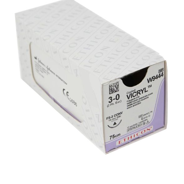 Нить хирургическая Ethicon Vicryl 3/0 75 см Обратно-режущая 16 мм