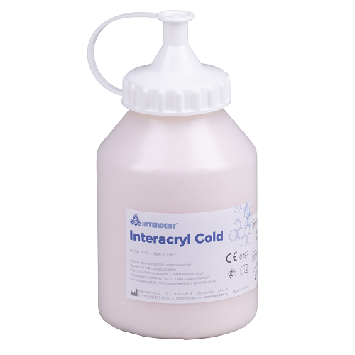 Порошок пластмассы для изготовления бюгельных протезов INTERACRYL COLD, для холодной полимеризации, цвет №10 (розовый прозрачный с прожилками). Упаковка 350гр., арт: 1509