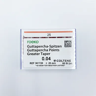 Штифты гуттаперчевые, Coltene, Points Greater Taper 0.4 #25, 60 шт