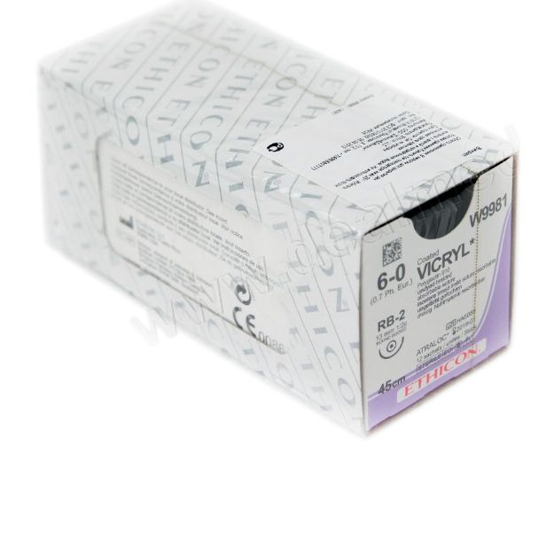 Нить хирургическая Ethicon Vicryl 6/0 45 см Колющая 13 мм