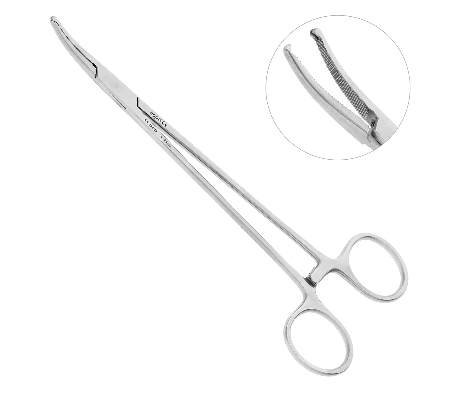 Nopa Instruments AA 159/18 - щипцы для артерии HALSTED хирургические, изогнутые, 18 см