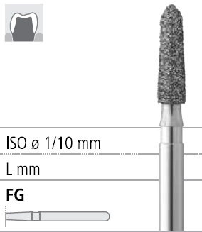 Боры стоматологические алмазные FG 877К/014, 6шт. ISO код 314297524014, арт: FG161N/6