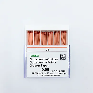 Штифты гуттаперчевые, Coltene, Greater Taper 0.6 #25, 60 шт
