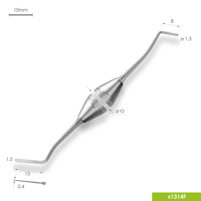 1314F Black Удлиненная узкая гладилка с  штопфером Ø1.3mm. Эргономичная ручка Ø10mm. Покрытие Black