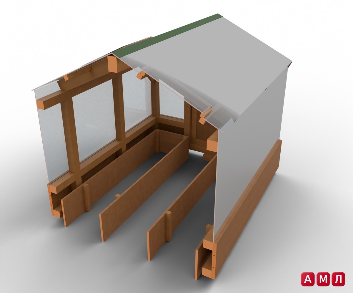 Теплица деревянная 2,2x4,2 м двускатная в эко стиле с цоколем из доски и грядками внутри в разрезе