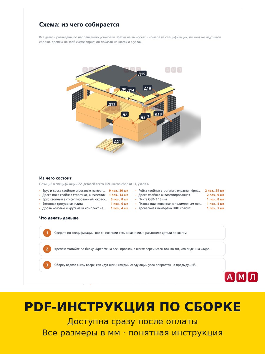 Проект чертеж Проект каркасного дровника 2х4 м
