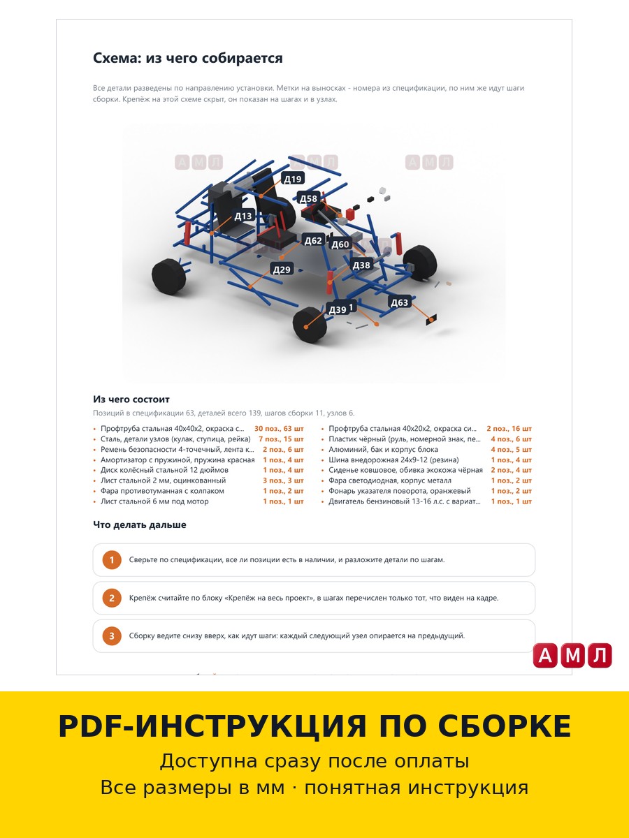 Премиум проект чертеж багги бензиновый двухместный внедорожный рама из трубы картинг для бездорожья и дрифта построить