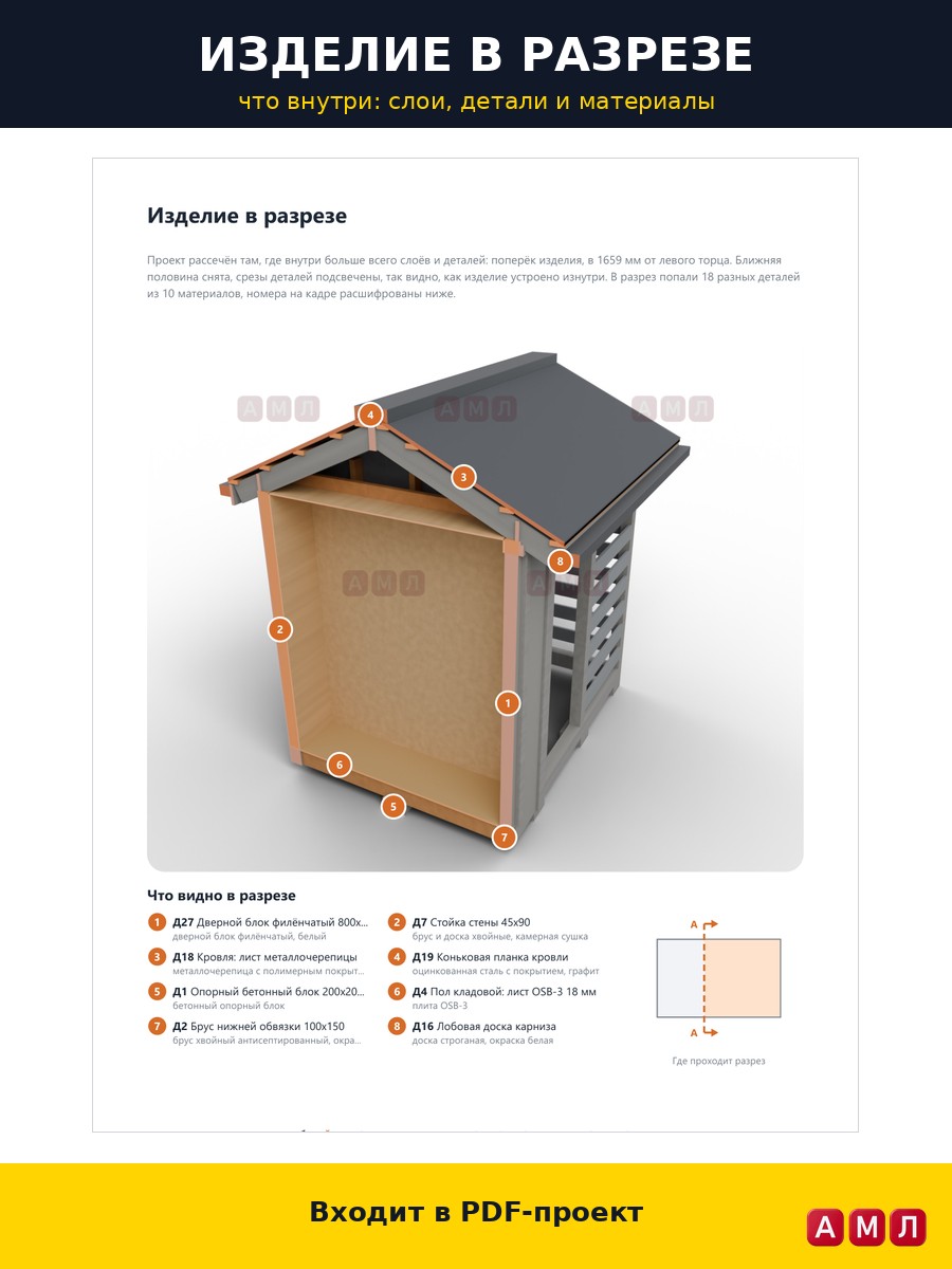 Проект чертеж Сарай 4x2м
