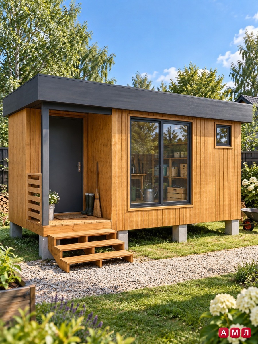 Деревянная бытовка 5х2.5 метра