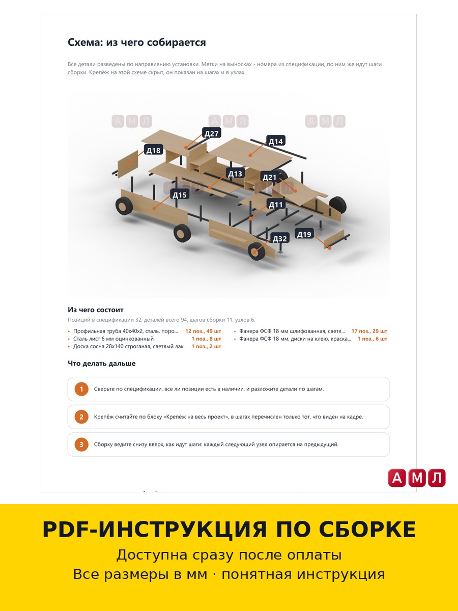 Премиум проект чертеж Игровая машина-багги для детской площадки