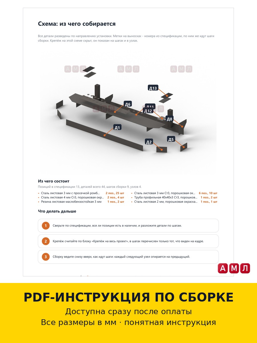 Проект чертеж Пороги силовые на ЛАДА Нива Легенд