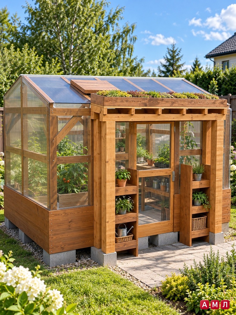 Теплица деревянная 3,6x2,4 м