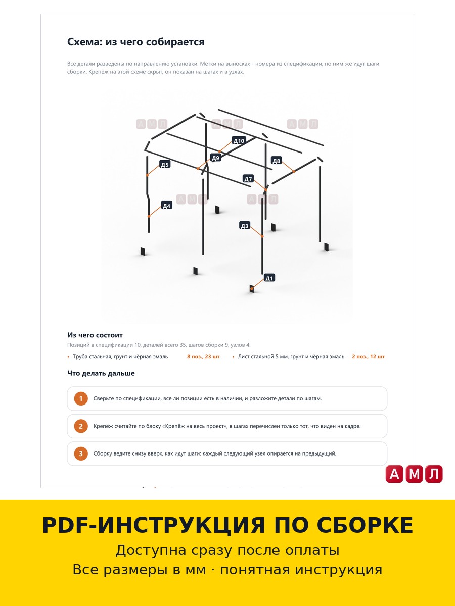 Проект чертеж Каркас тента УАЗ ПРОФИ построить