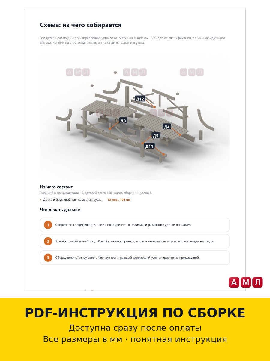 Проект чертеж декоративный мостик через канаву на дачу мост