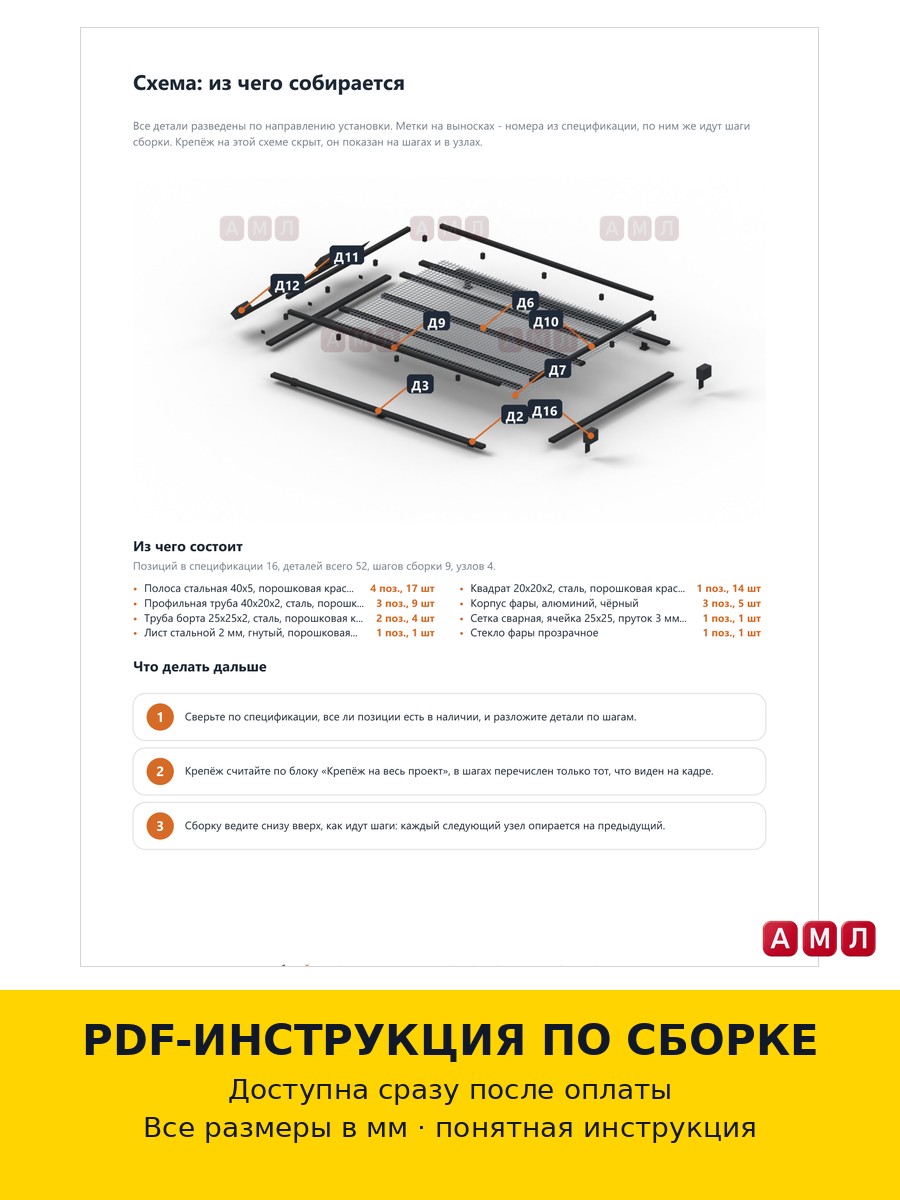Проект чертеж Экспедиционный багажник на НИВУ 2121, 2131
