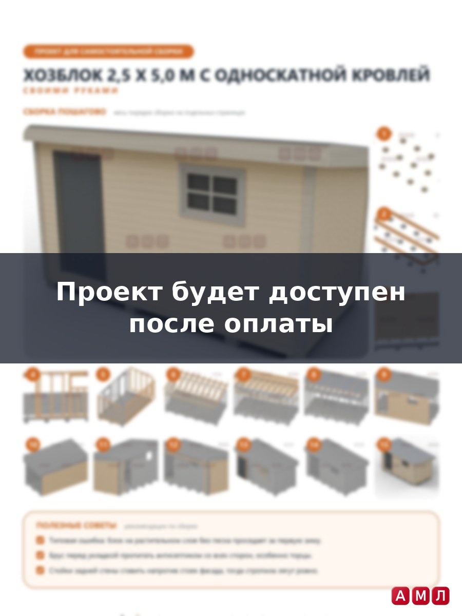 Проект чертеж Проект хозблока 2,5х5,0м