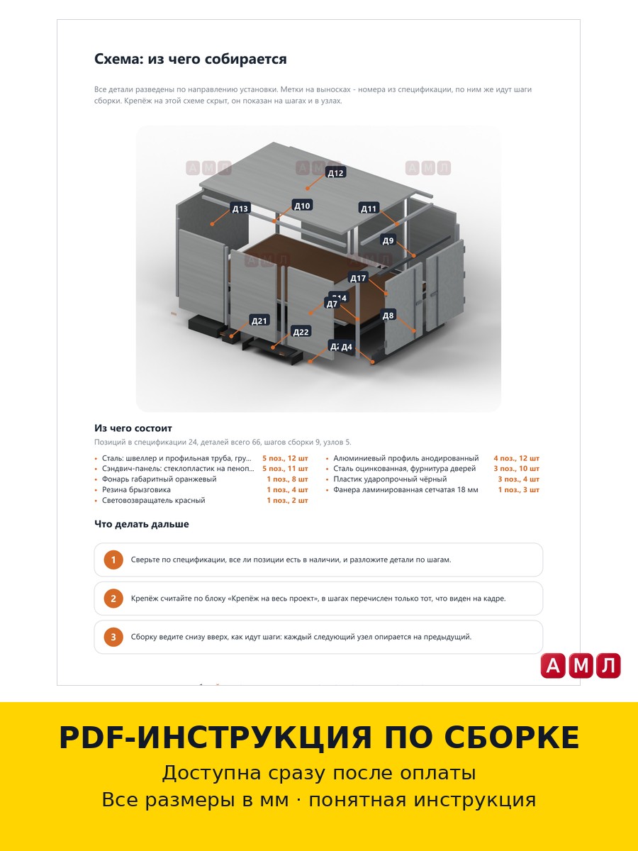 Проект чертеж Промтоварная будка на Газель Фермер построить