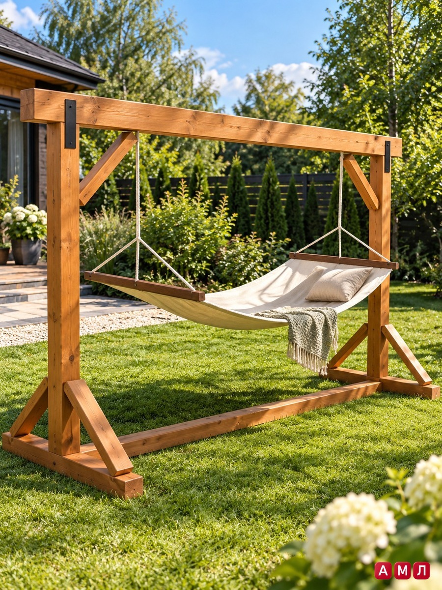 Проект чертеж гамак из дерева 330 см.