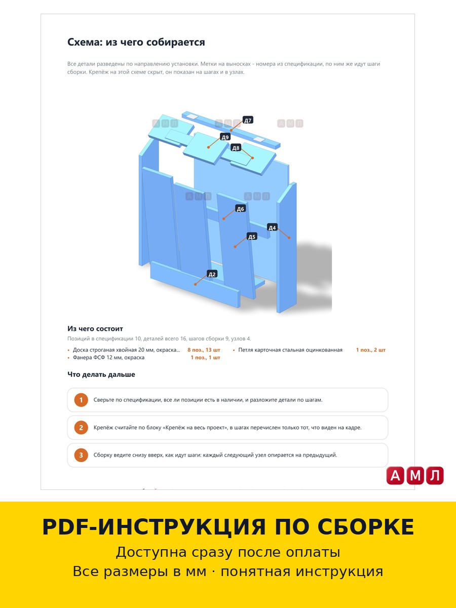 Проект чертеж навесная кормушка для кур несушек из дерева