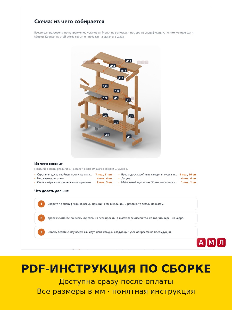 Проект чертеж Умывальник дачный уличный 2x1м