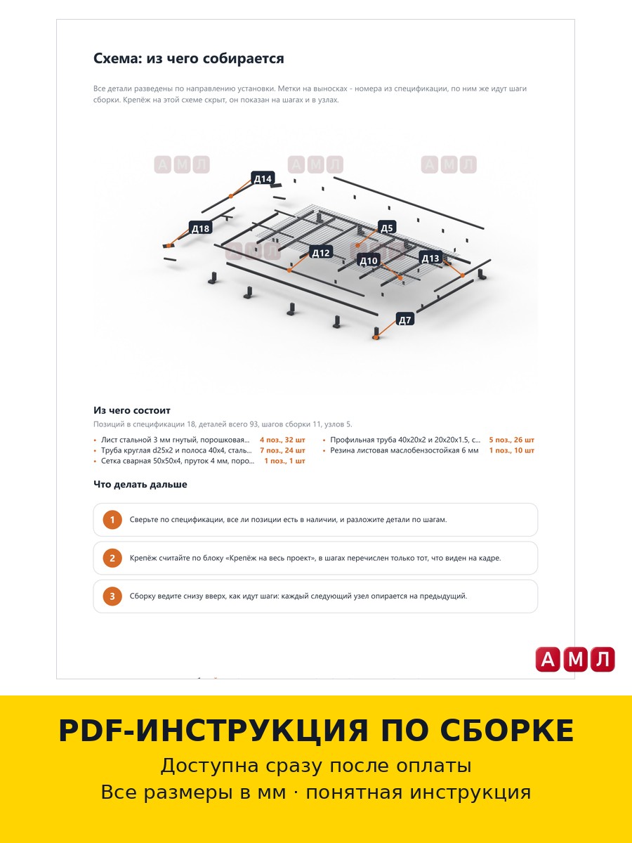 Проект чертеж Экспедиционный багажник на УАЗ Буханка