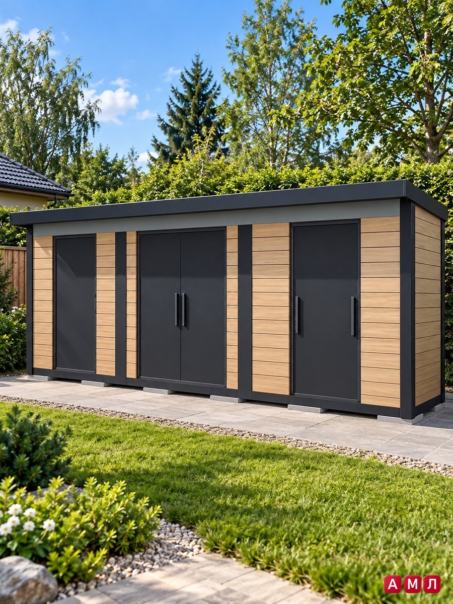 Хозблок на металлическом каркасе 6x1,5 м