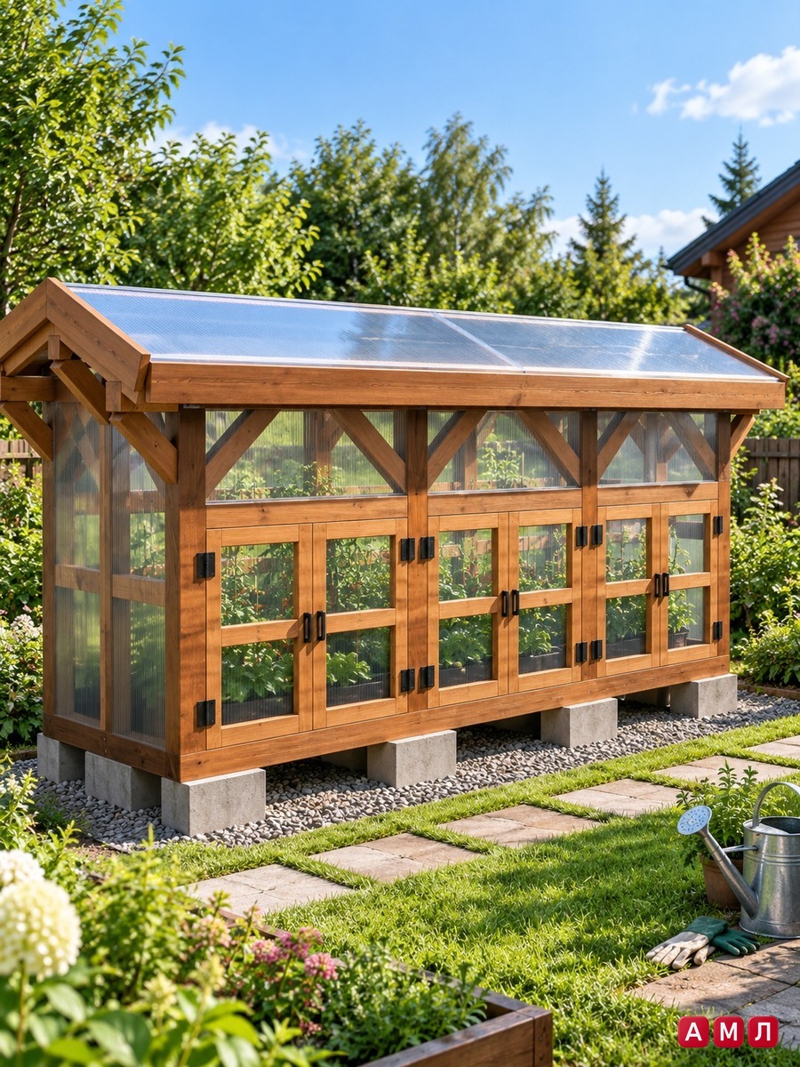 Теплица деревянная 4,2x1,5 м