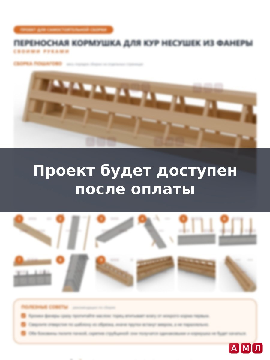 Проект чертеж переносная кормушка для кур несушек из фанеры