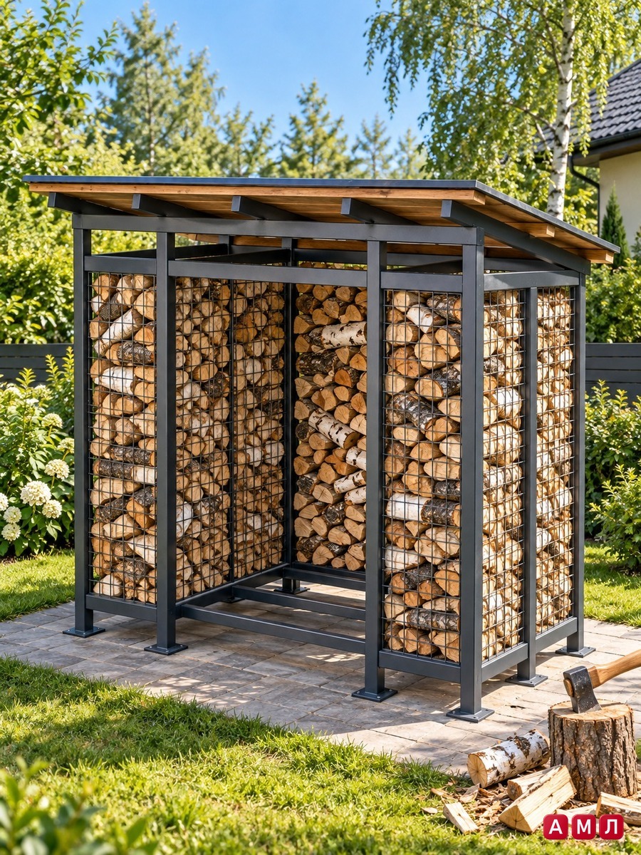 Проект чертеж дровник из профильной трубы