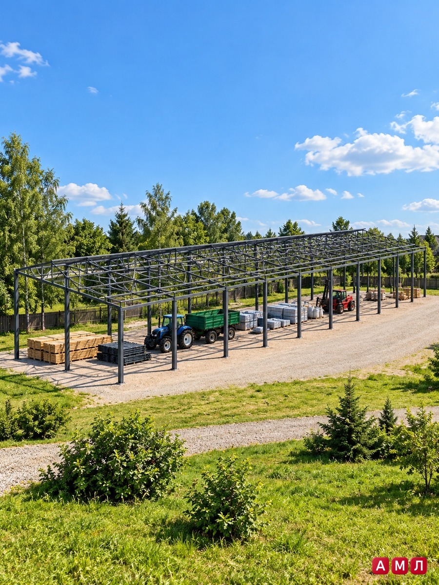Каркас ангара из профильной трубы 80х30 метров