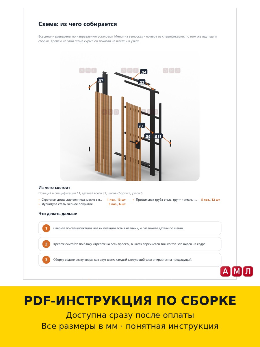 Проект чертеж калитка для забора из профильной трубы