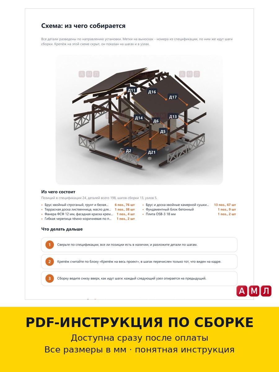 Премиум проект чертеж беседка открытая 5х4 метра темного цвета