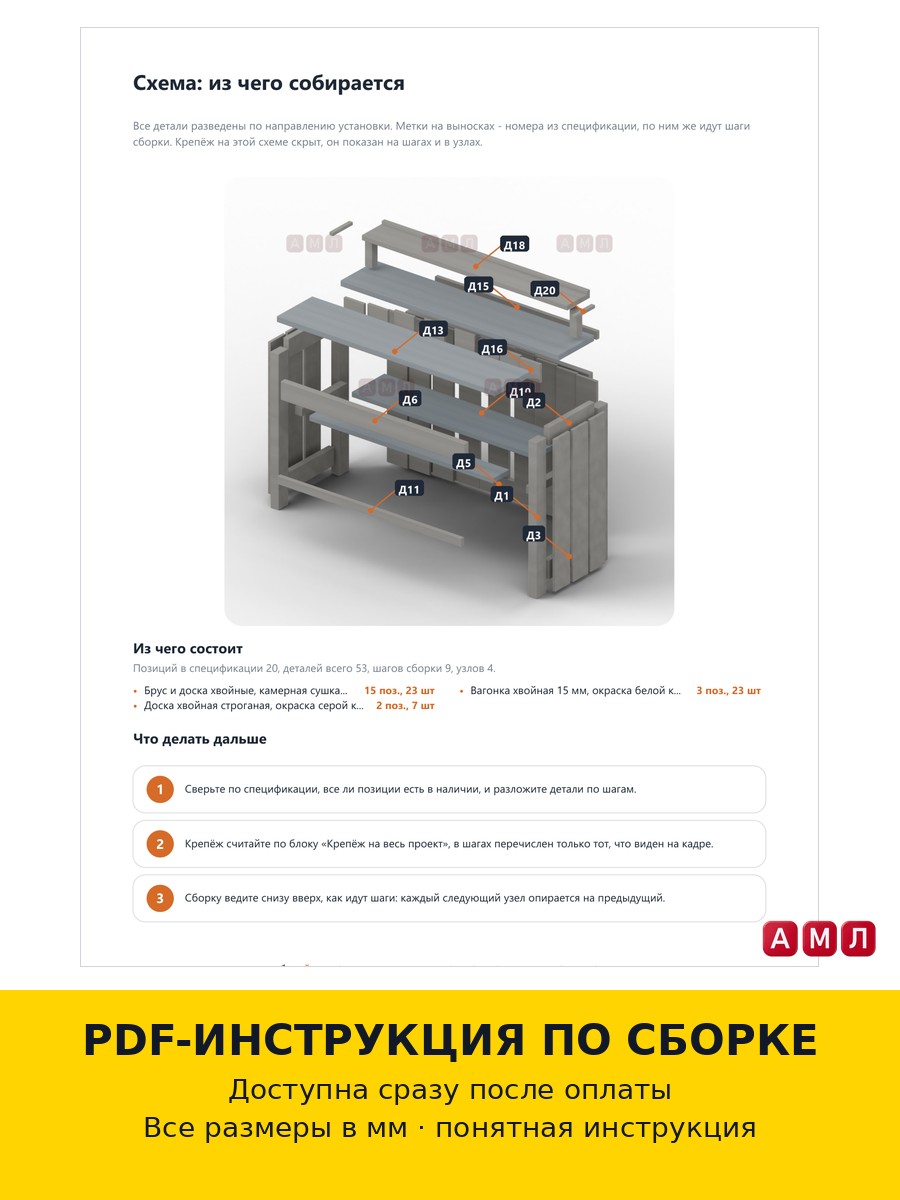 Проект чертеж Столик садовый рабочий дачный
