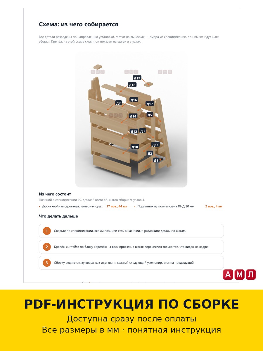 Премиум проект чертеж многоярусная вертикальная грядка лесенка для дачи