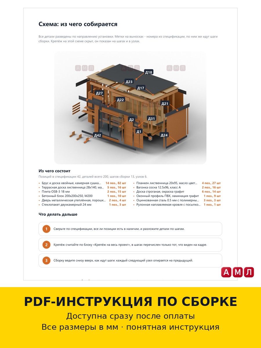 Проект чертеж Бытовка 5х2.5м с односкатной крышей