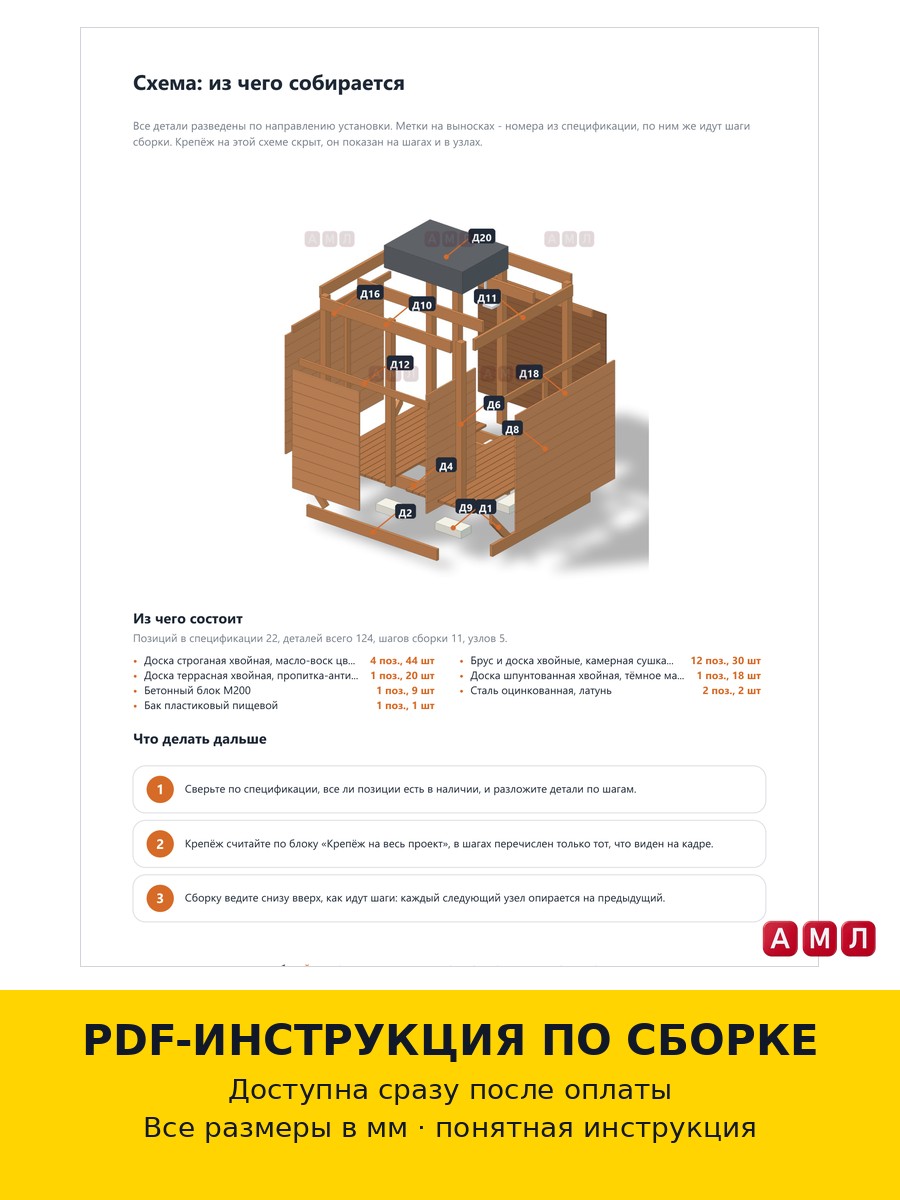 Проект чертеж летний душ для сада 2х2 метра