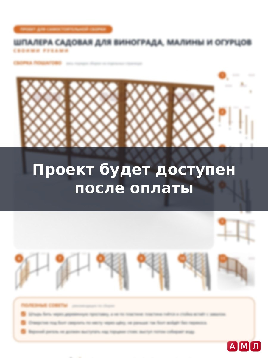 Проект чертеж Шпалера садовая для винограда, малины и огурцов