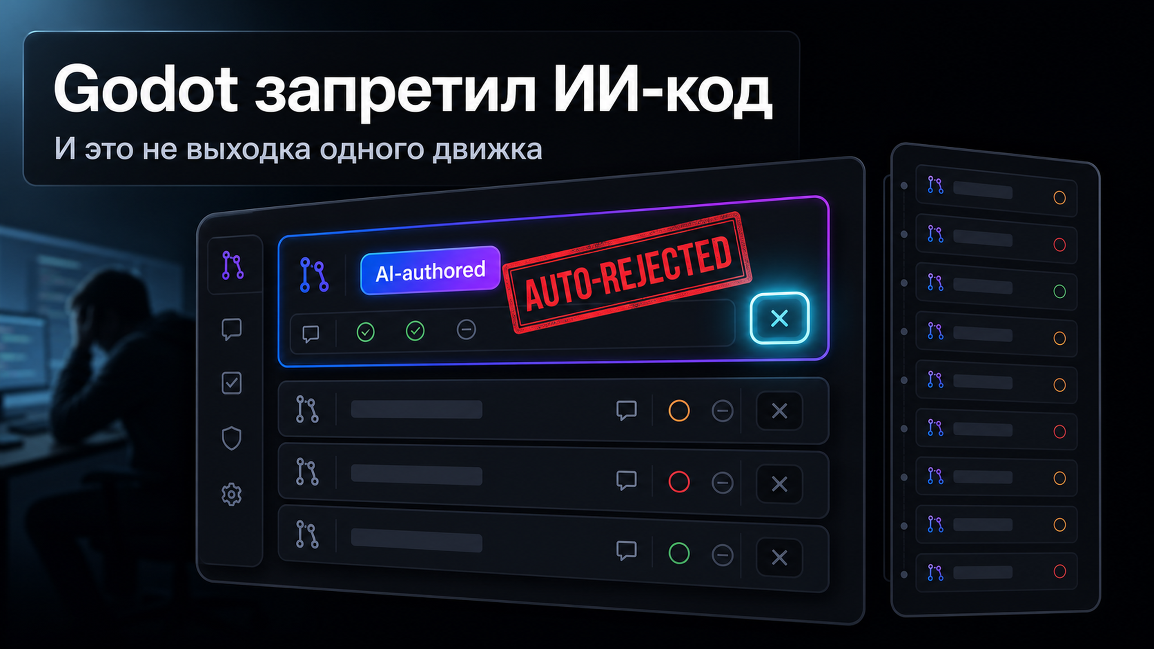 Обложка статьи: Godot запретил ИИ-код, и это не выходка одного движка